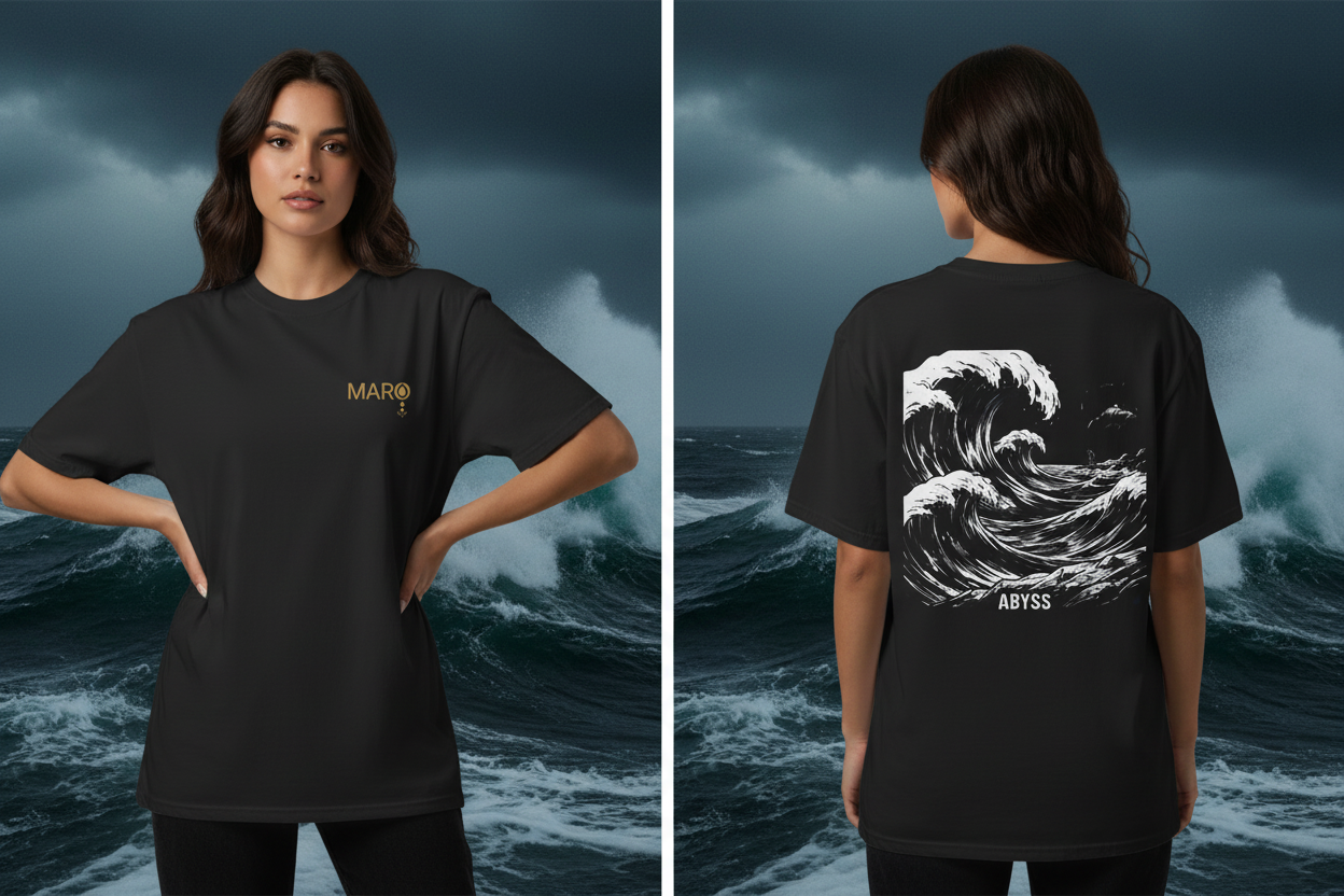 MARO Unisex Heavyweight Tee — ABYSS DARK